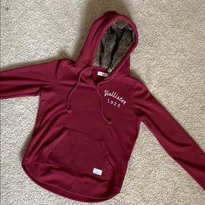 Maroon hoodie with fleece hood